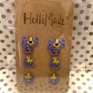 3 pair Woodstock Peanuts stud earrings
